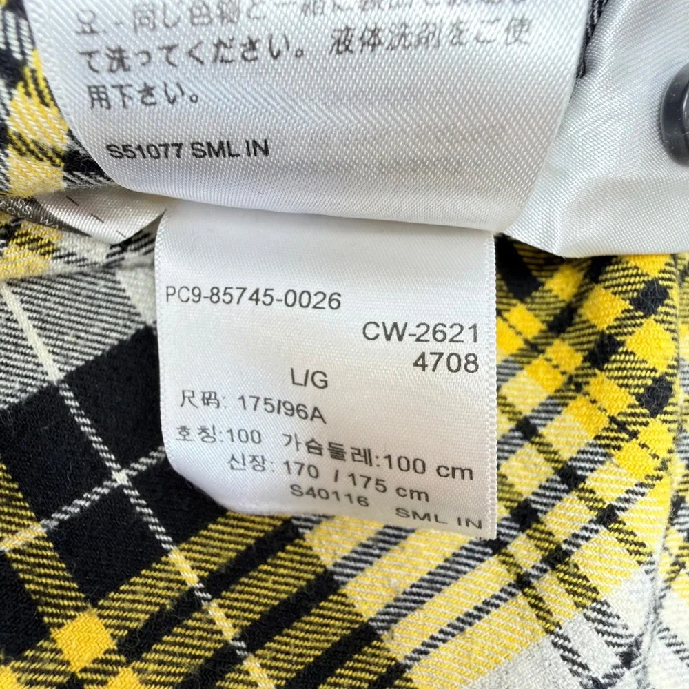 Levis Western Flannel Shirt Mens Large Yellow Black Plaid Snap 85745-0026